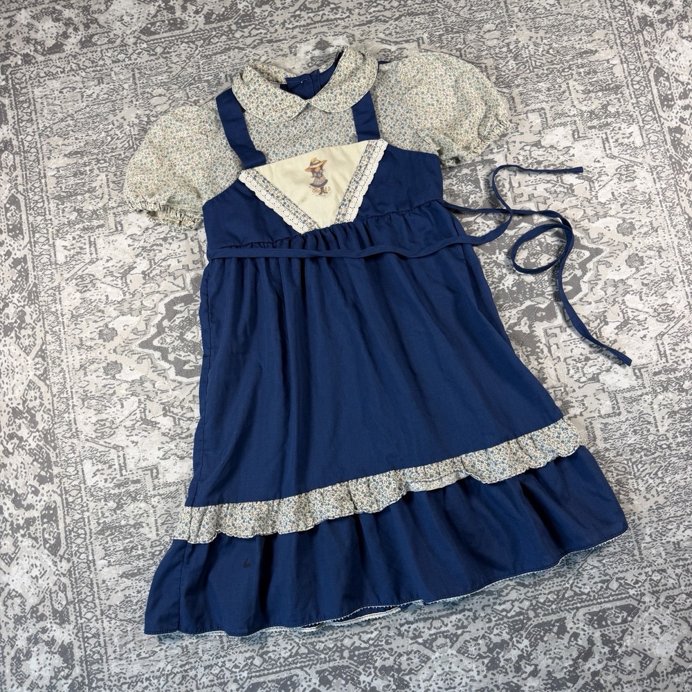 Vintage 70s Sears The Sunny Bunch Holly Hobbie Prairie Pinafore Dress Girls 10